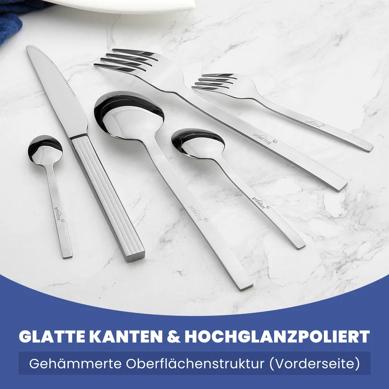 HOMELUX 72-teiliges Besteckset für 12 Personen Edelstahl rostfrei spülmaschinenfest hochglanzpoliert inklusive edler Besteckbox