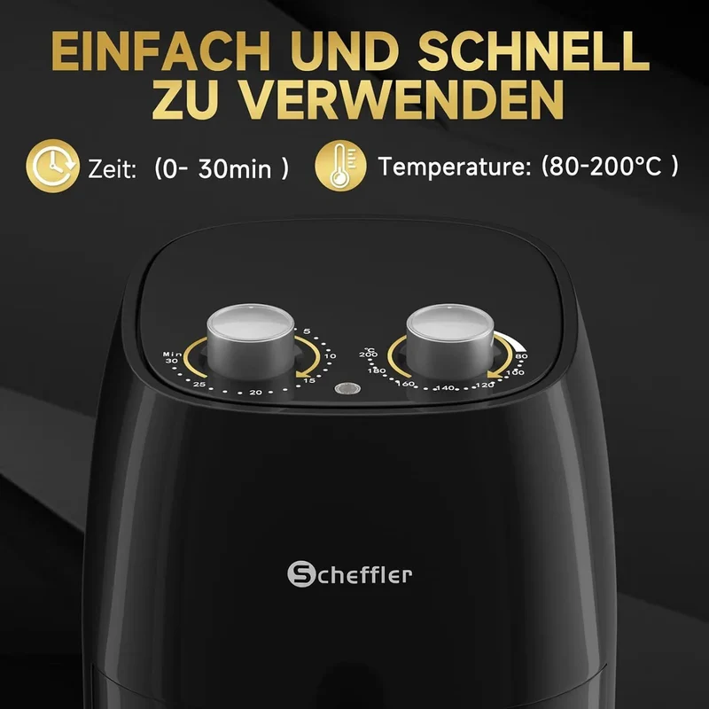 Scheffler Heißluftfritteuse Klein 4L 1500W Airfryer Mini fritteuse Kleine Größe Fritöse