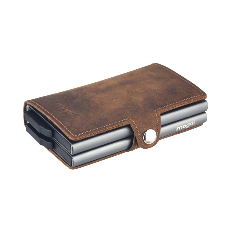 PREMIUM duo Brieftasche Vintage Leder Portmonee RFID Blocker Kreditkarten Schutz für 12 Karten XXL