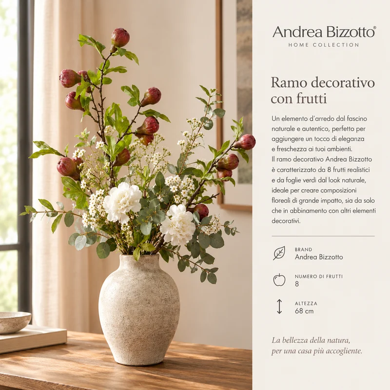Andrea Bizzotto Ramo di Fico con 8 frutti H68 cm