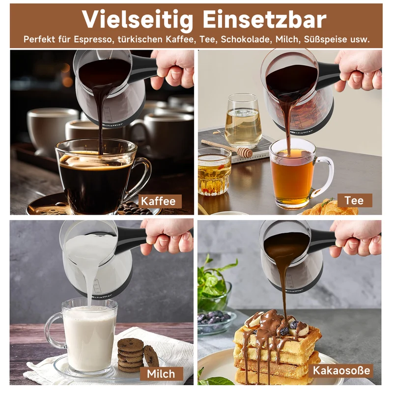 Elektrischer Türkischer Kaffeekocher 600W 0,5L Glas Mokkakocher Espressokocher