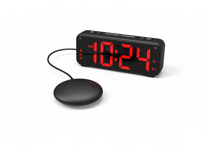 PROFI schwarz VIBRATION Uhr Tischuhr XXL Display Senioren vibrierender Wecker Vibrationsalarm