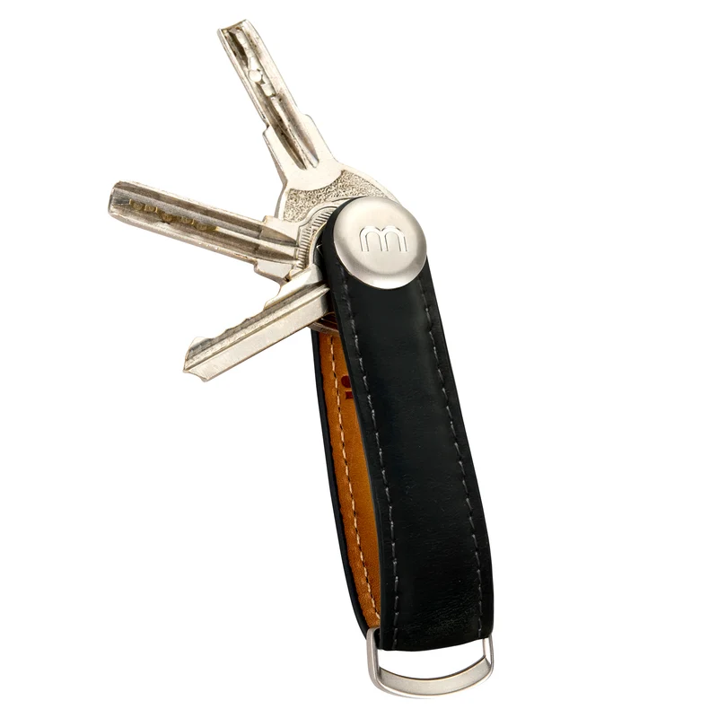 SCHWARZ Vintage Leder Schlüsselanhänger Herren Schlüssel Band Ring Halter Clip