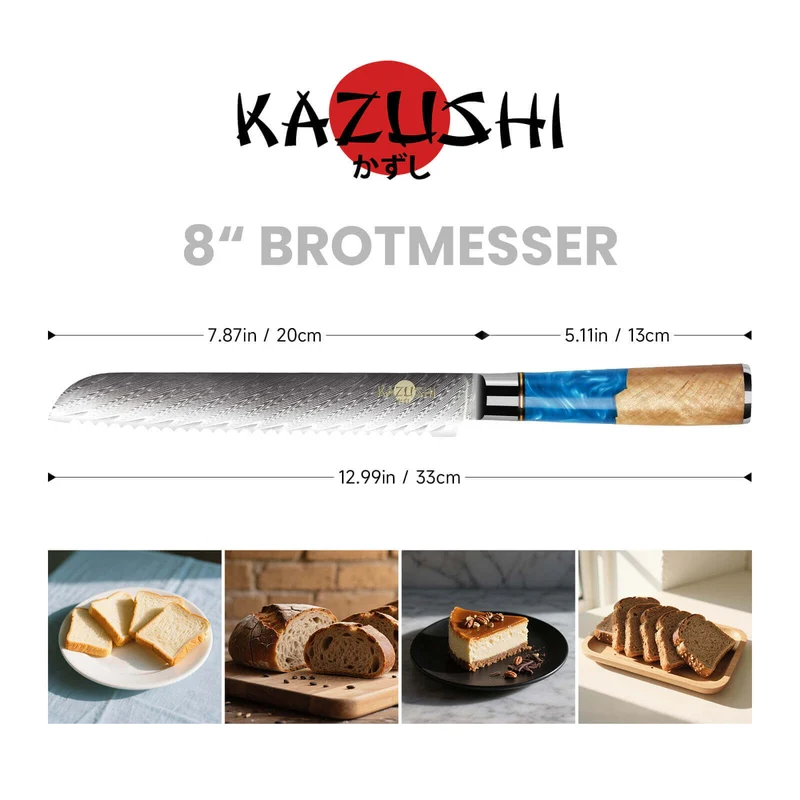5-teiliges Profi Kochmesser Set – Superscharf, ergonomisch, rostfrei – Chefmesser, Santoku, Brotmesser, Universalmesser