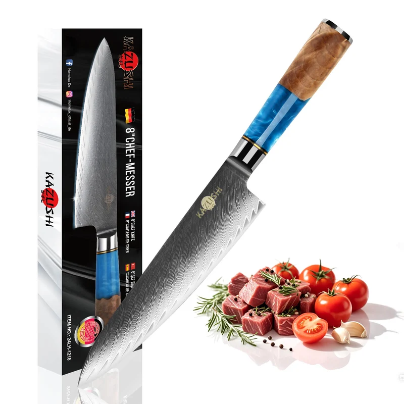 5-teiliges Profi Kochmesser Set – Superscharf, ergonomisch, rostfrei – Chefmesser, Santoku, Brotmesser, Universalmesser
