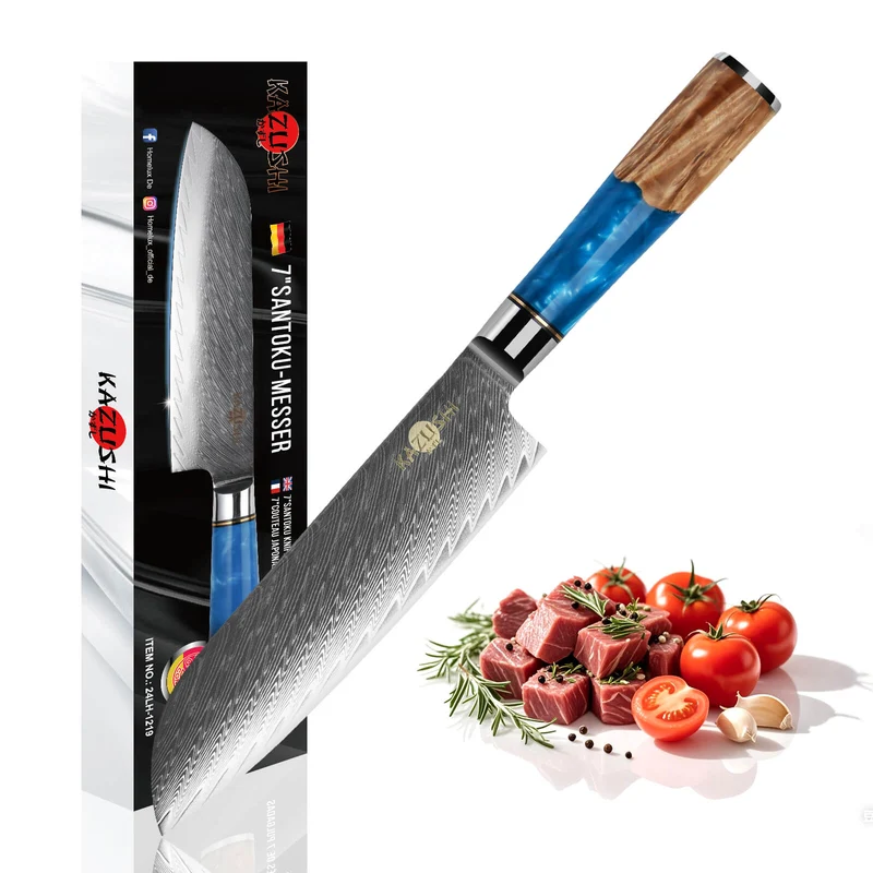 Professionelles 7-Zoll-Santoku-Kochmesser aus Hochkohlenstoffstahl – superscharf, ergonomisch, langlebig, ideal für präzises Schneiden