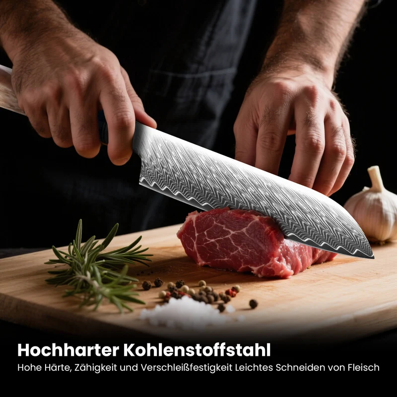 Professionelles 8-Zoll-Kochmesser aus Hochkohlenstoffstahl – superscharf, ergonomisch, langlebig, ideal für Fleisch, Gemüse & mehr