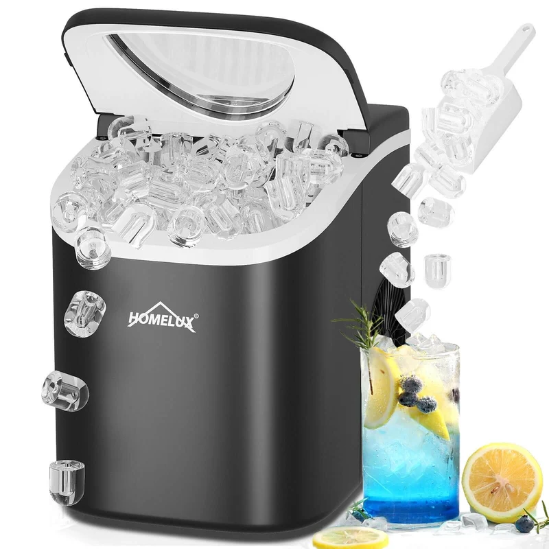 Eiswürfelmaschine 1,4 L Ice Maker, 2 wählbare Eiswürfelgrößen, 9 Eiswürfel in 6 Minuten, Selbstreinigungsfunktion Schwarz