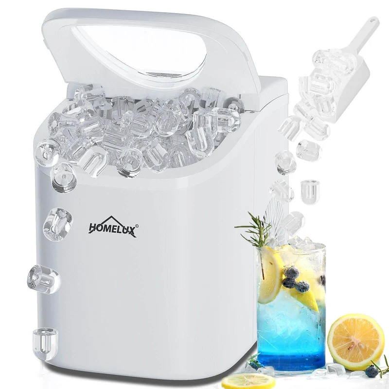 Eiswürfelmaschine 1,4 L Ice Maker, 2 wählbare Eiswürfelgrößen, 9 Eiswürfel in 6 Minuten, Selbstreinigungsfunktion Weiß