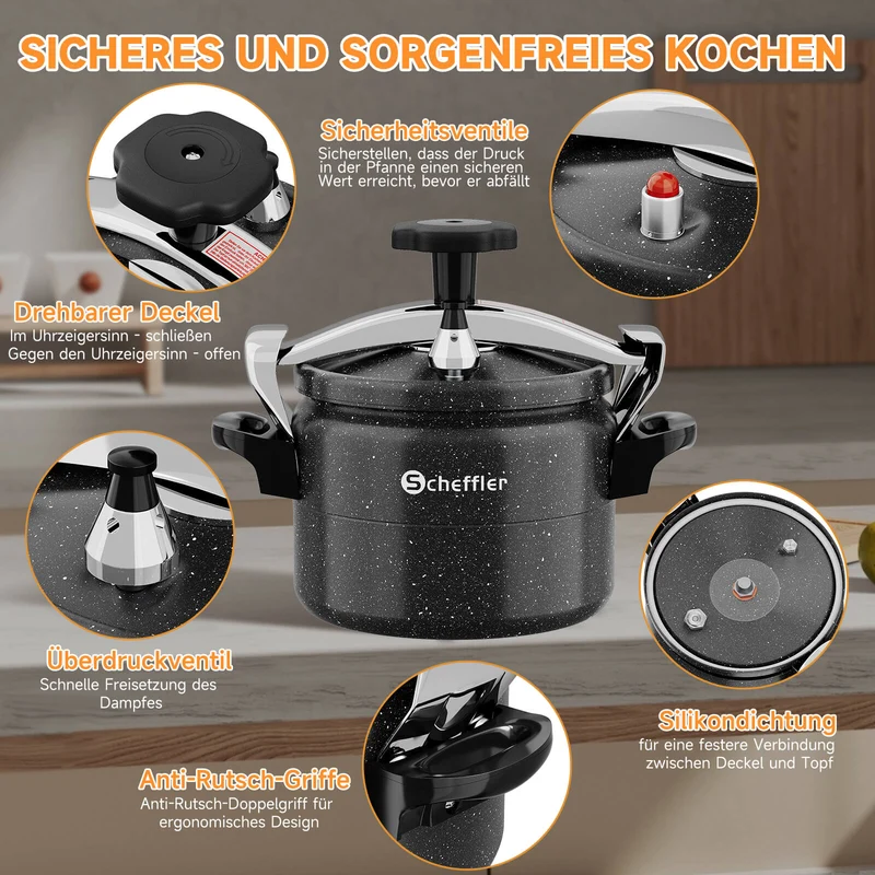 3L / 7L / 11L / 15L / 25L Schnellkochtopf Aluguss Dampfkochtopf Induktion Druckbehälter für alle Herdarten