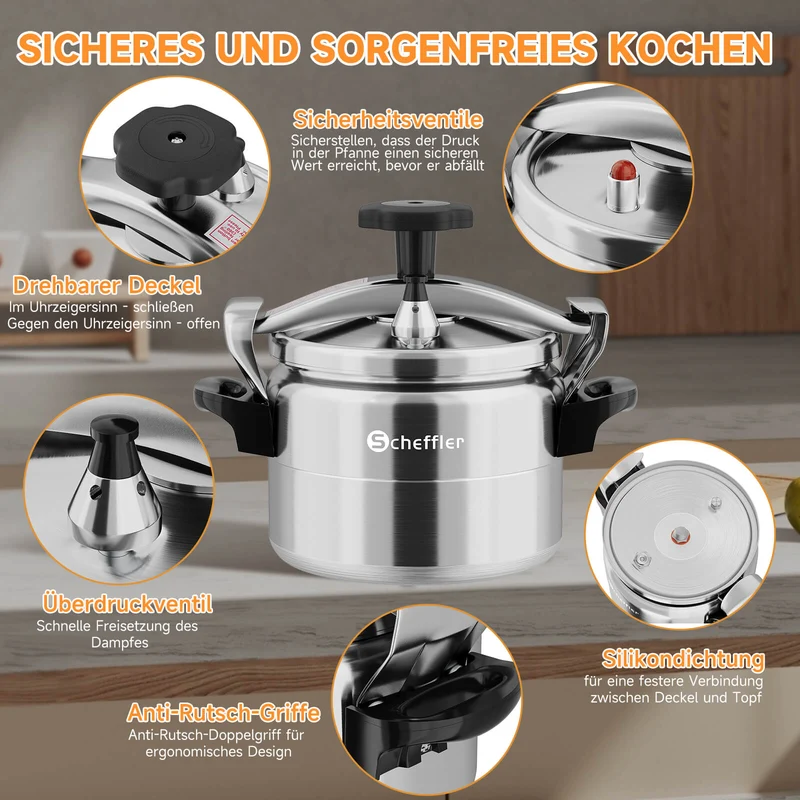 3L / 7L / 11L / 15L / 25L Schnellkochtopf Aluguss Dampfkochtopf Induktion Druckbehälter für alle Herdarten