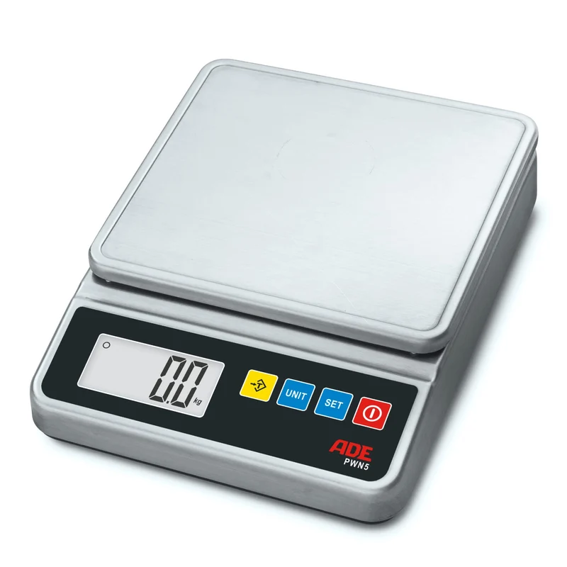 Edelstahl-Portionswaage ADE PWN5 | Schutzart IP67 | Netz- und Akkubetrieb | Höchstlast: 5 kg