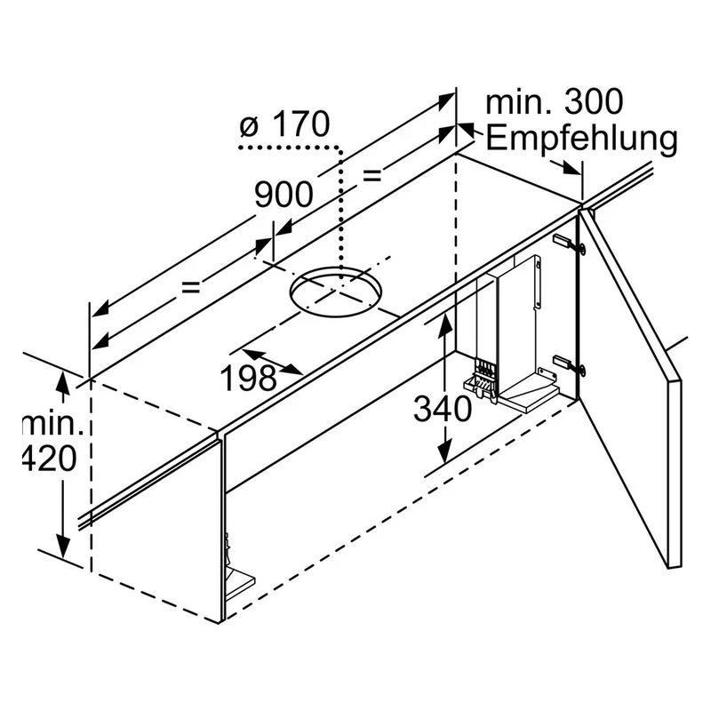 Siemens iQ500 LI97RA561 Dunstabzugshaube Halb eingebaut (Pullout) Edelstahl 395 m³/h B