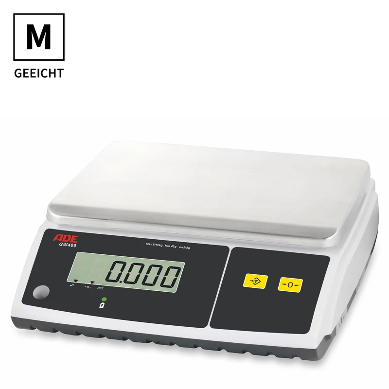 Zweibereichs-Kompaktwaage ADE GW400 | Höchstlast: 6/15/30 kg | Ziffernschritt: 1/2 / 2/5 / 5/10 g (auch geeichte Ausführung lieferbar)