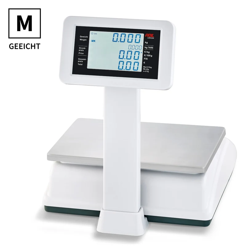 Ladenwaage geeicht ADE LWX200 | Inklusive Hochanzeige & Eichkosten | Höchstlast: 6 / 15 / 30 kg