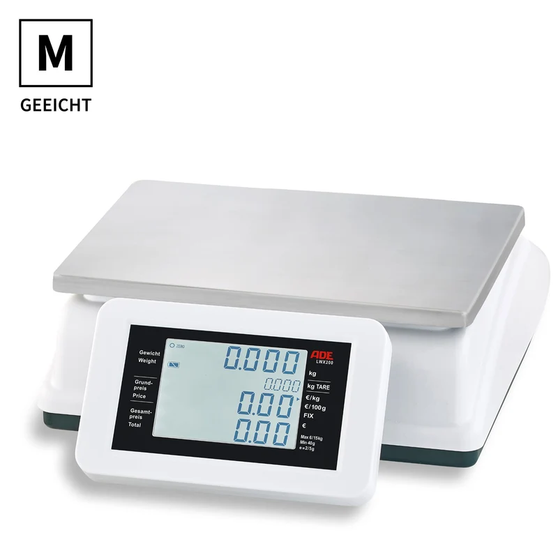 Ladenwaage geeicht ADE LWX200 | Inklusive Hochanzeige & Eichkosten | Höchstlast: 6 / 15 / 30 kg