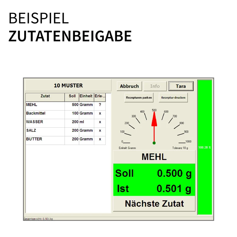 Rezepturwaage Rezeptura | inkl. Software und 15"-Touch-Monitor | Höchstlast: 30 kg | Ziffernschritt: 1 g