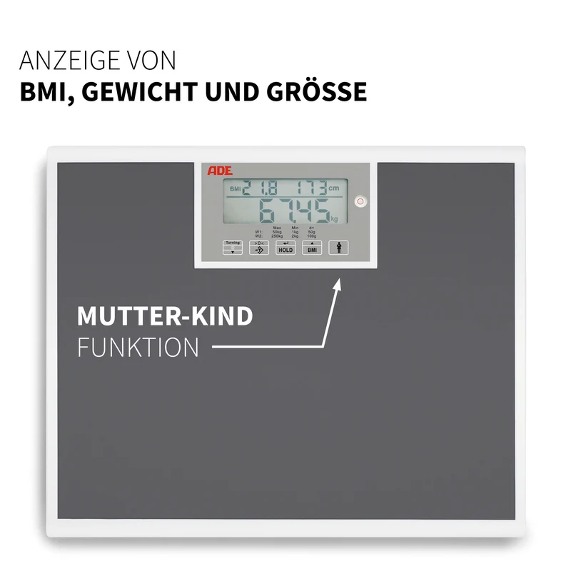 Professionelle Personenwaage mit extra breiter Wiegefläche ADE M320600