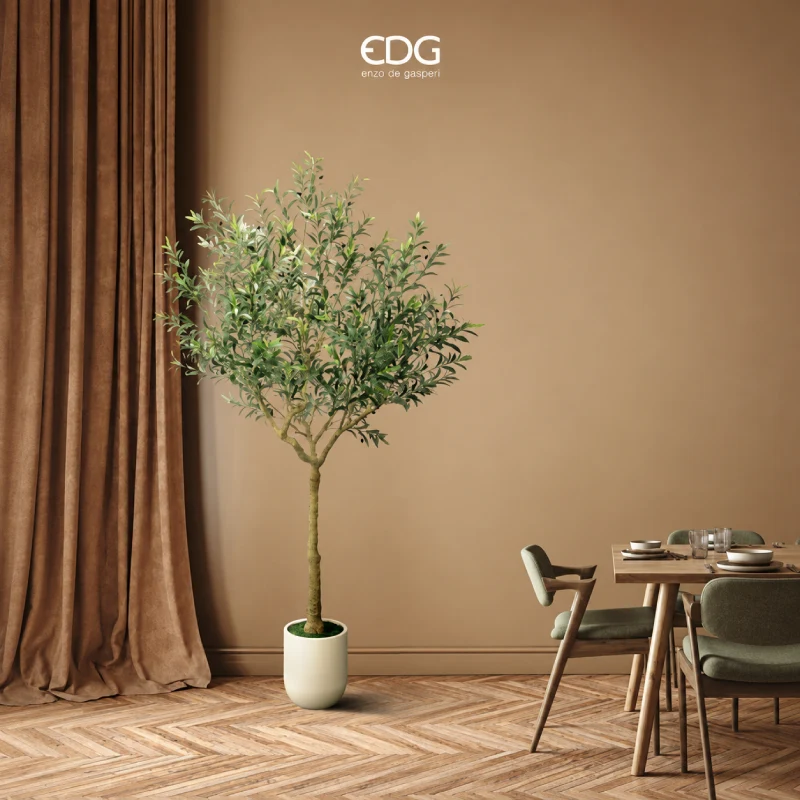 EDG Enzo De Gasperi Pianta Artificiale Olivo Vogue con Vaso H240 Cm