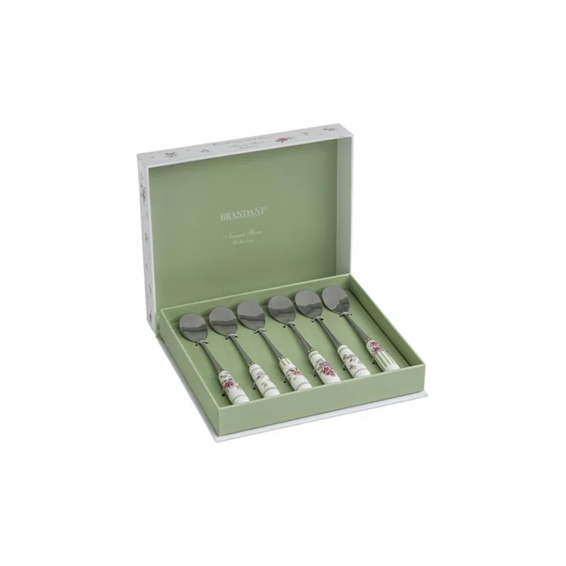 Brandani Set 6 Cucchiaini Nonna Rosa con manico in ceramica