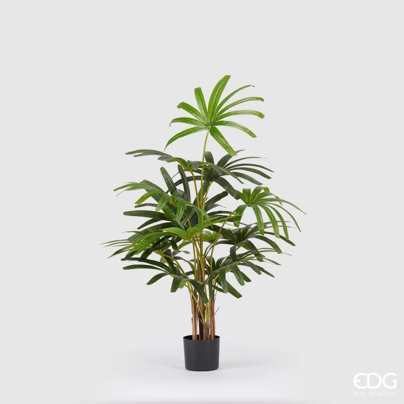 EDG Enzo De Gasperi Pianta Artificiale Palma Rapisgracilis con Vaso H120 Cm