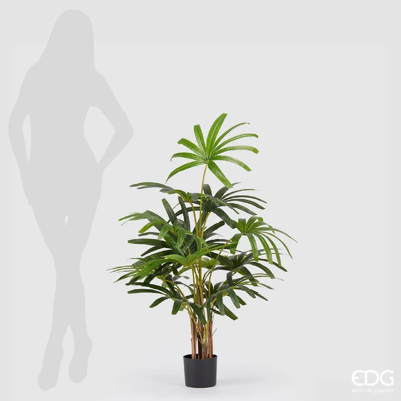 EDG Enzo De Gasperi Pianta Artificiale Palma Rapisgracilis con Vaso H120 Cm
