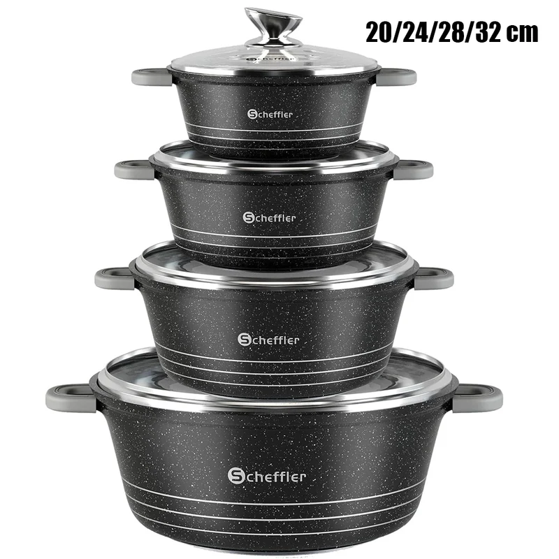 Topf-Set Kochtopf Set Induktions Antihaftbeschichtung Töpfe Set mit Glasdeckel