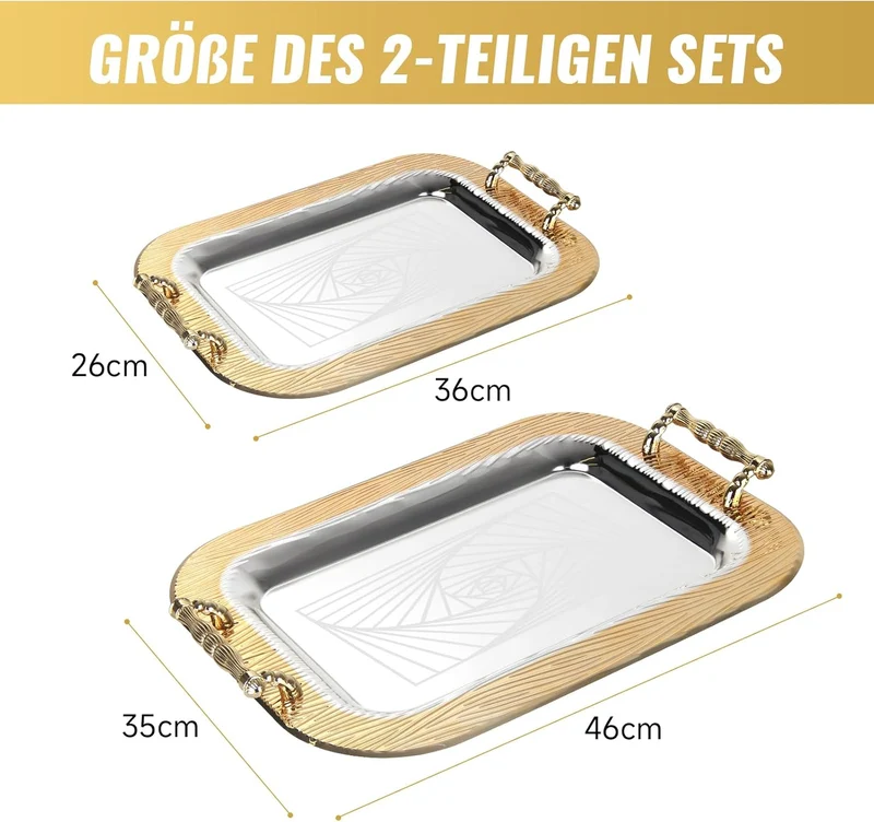 Praktische Tablett-Set Servierplatten-Set 2X Servierplatten mit Griffen