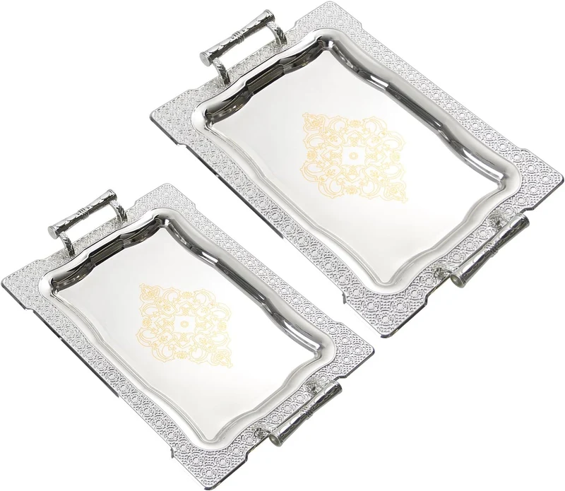 Praktische Tablett-Set Servierplatten-Set 2X Servierplatten mit Griffen