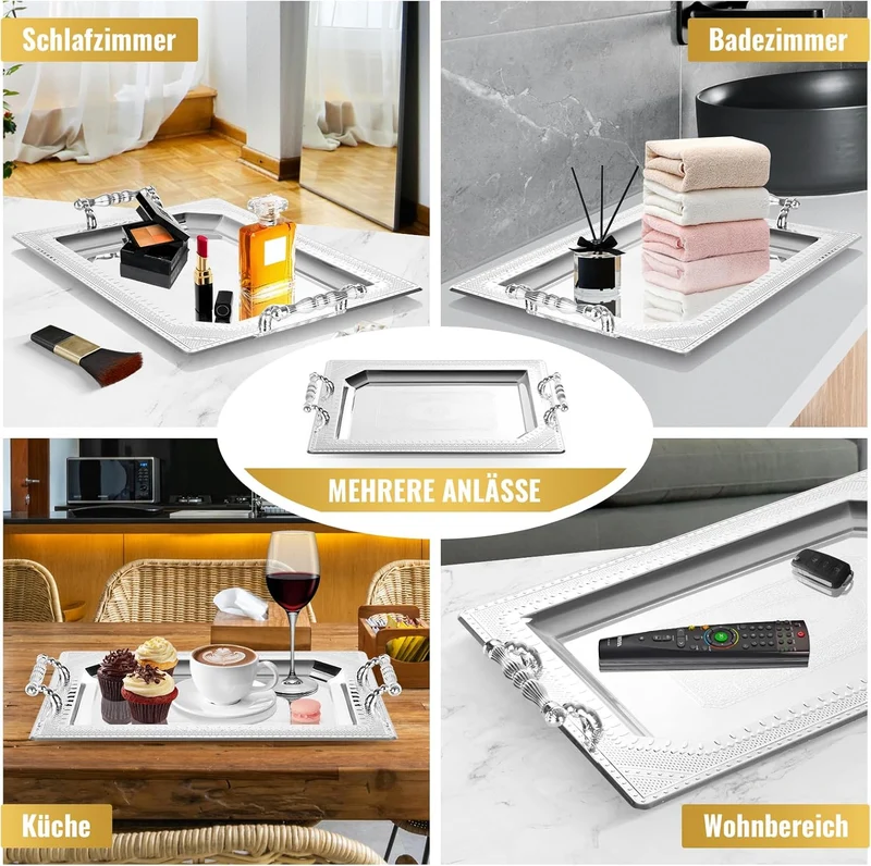 Praktische Tablett-Set Servierplatten-Set 2X Servierplatten mit Griffen