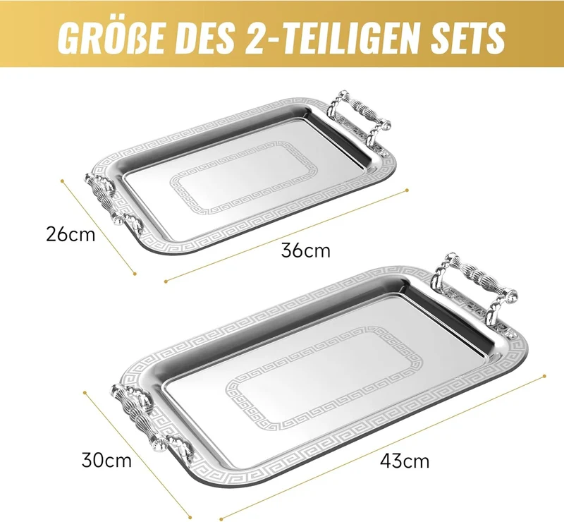 Praktische Tablett-Set Servierplatten-Set 2X Servierplatten mit Griffen