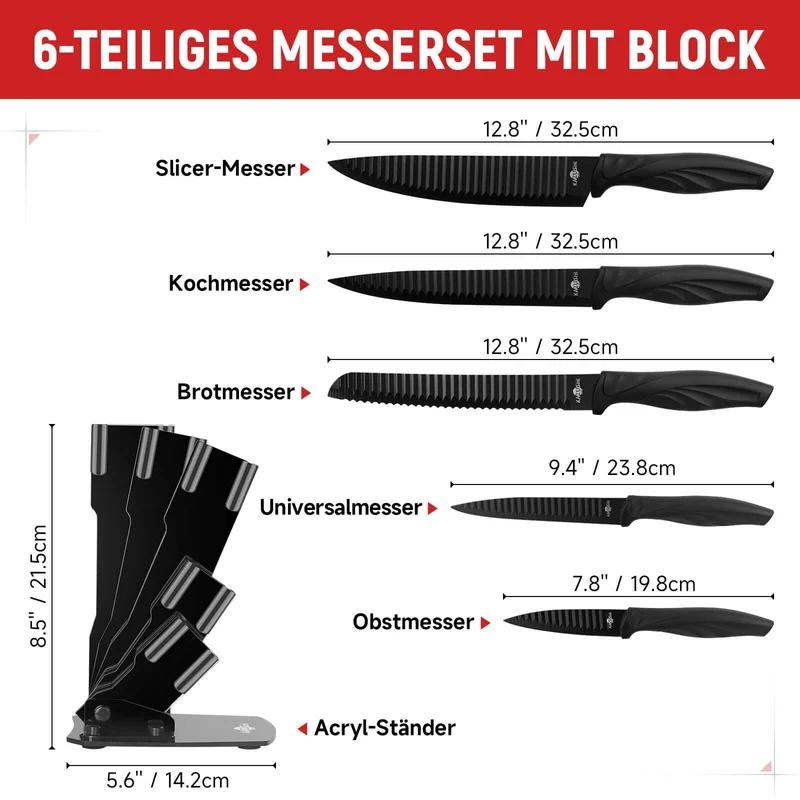 9 / 8 / 7 / 6 teilig Messer-Set Messerblock Messerset Küchenmesser Set Profi Kochmesser