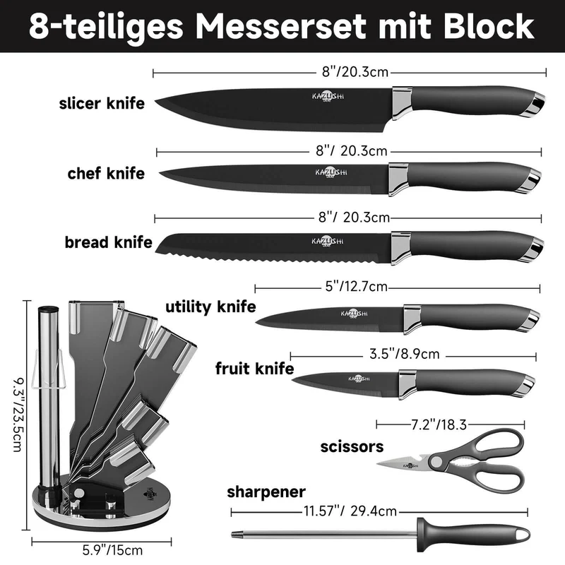 9 / 8 / 7 / 6 teilig Messer-Set Messerblock Messerset Küchenmesser Set Profi Kochmesser