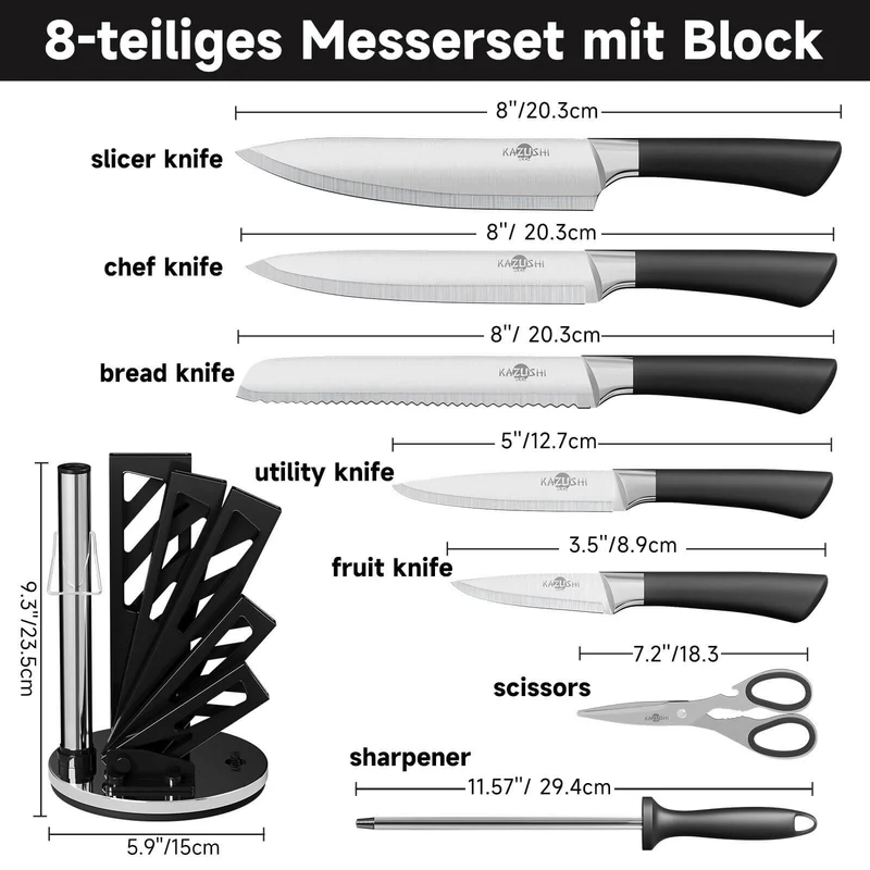 9 / 8 / 7 / 6 teilig Messer-Set Messerblock Messerset Küchenmesser Set Profi Kochmesser