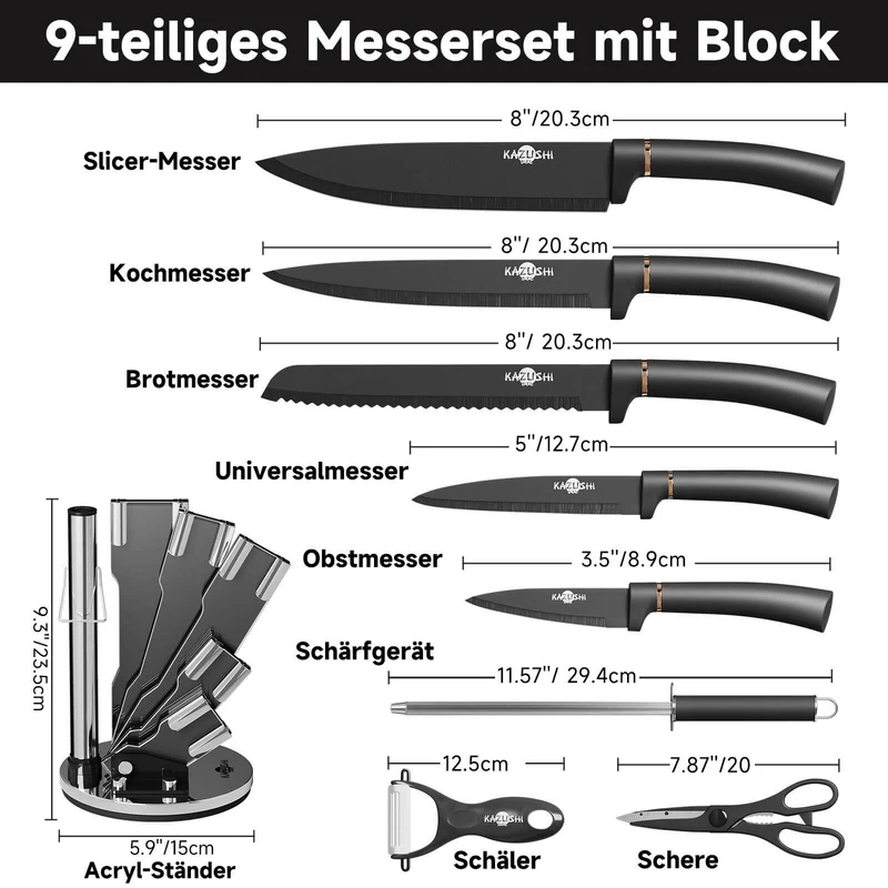 9 / 8 / 7 / 6 teilig Messer-Set Messerblock Messerset Küchenmesser Set Profi Kochmesser