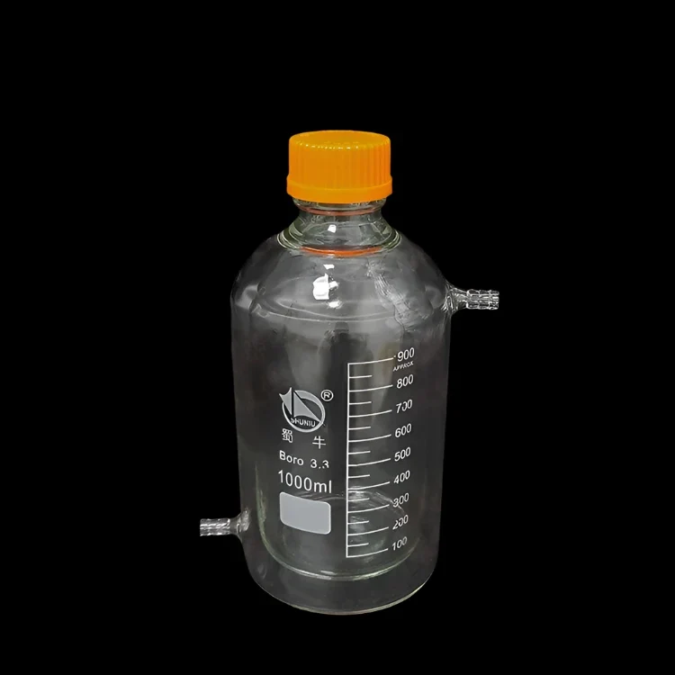 Doppelwandige Flasche mit GL45-Schraubverschluss, graduiert, Fassungsvermögen 100 bis 5000 ml