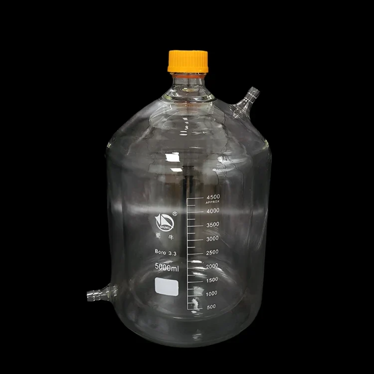 Doppelwandige Flasche mit GL45-Schraubverschluss, graduiert, Fassungsvermögen 100 bis 5000 ml
