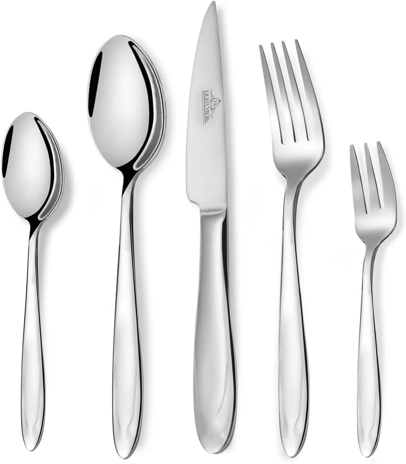 72-teiliges Besteckset aus glänzendem 18/10-Edelstahl für 12 Personen. Spülmaschinenfest & langlebig. Perfekt für jede Gelegenheit
