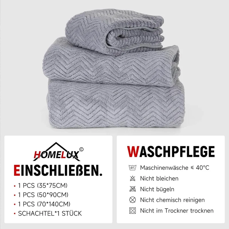 HOMELUX Handtuch Set 2 / 3 / 4 teilig Badetuch Set + Towel saugstarkes Frottiertücher Set