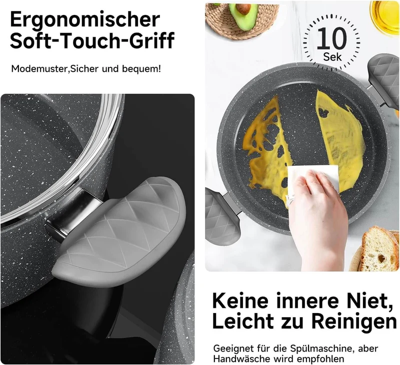 HOMELUX 10-teiliges Topfset Induktion Hochwertiges Kochgeschirr für jeden Haushalt