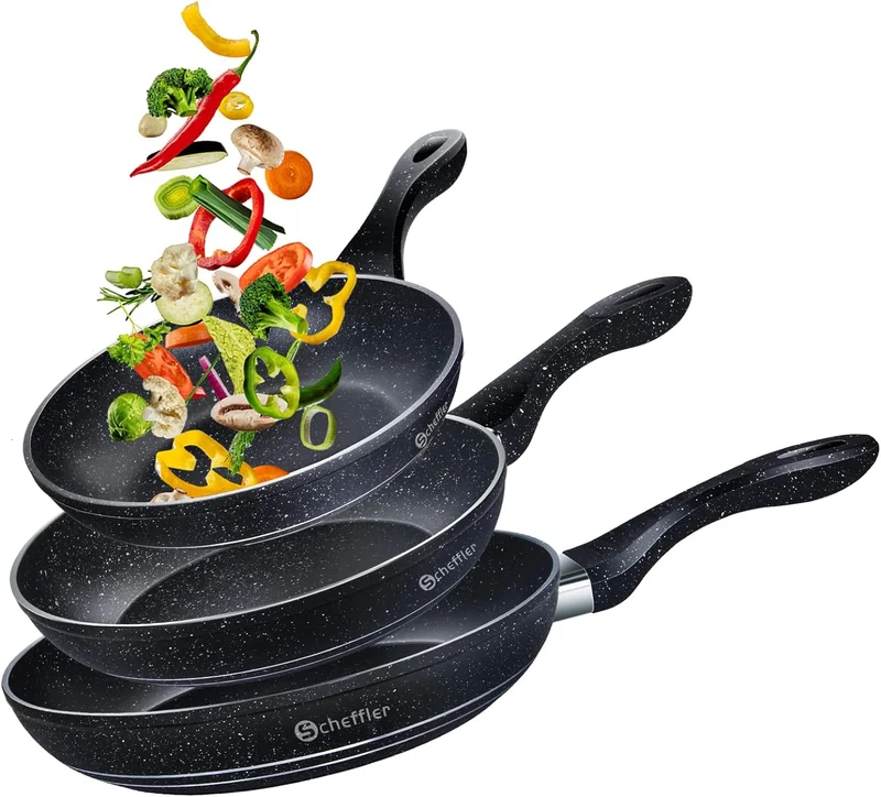3-teiliges Pfannenset, Pfanne 20 / 24 / 28 cm,Bratpfanne,Pfannen,beschichtete Pfanne,Scheffler Pfanne Induktion mit Antihaft-Beschichtung,geeignet