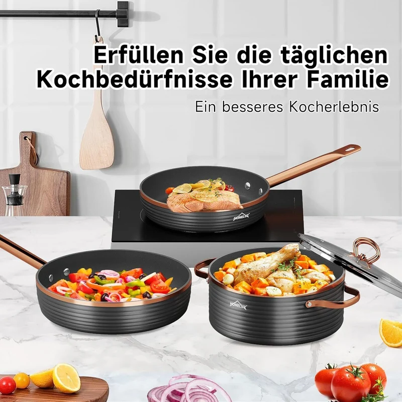 8-tlg Kochtopf Set Topf-Set Induktions Küchenhelfer-Set