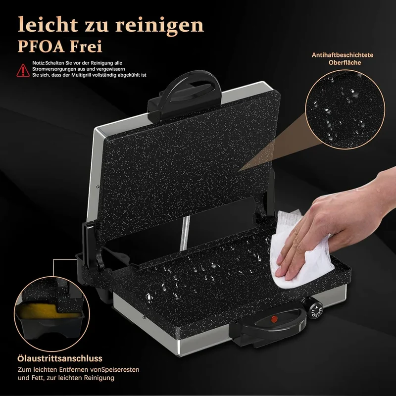 2000W Elektrogrill Kontaktgrill 3 in 1 Multigrill, Grill, 2000 Watt Elektrischer Optigrill