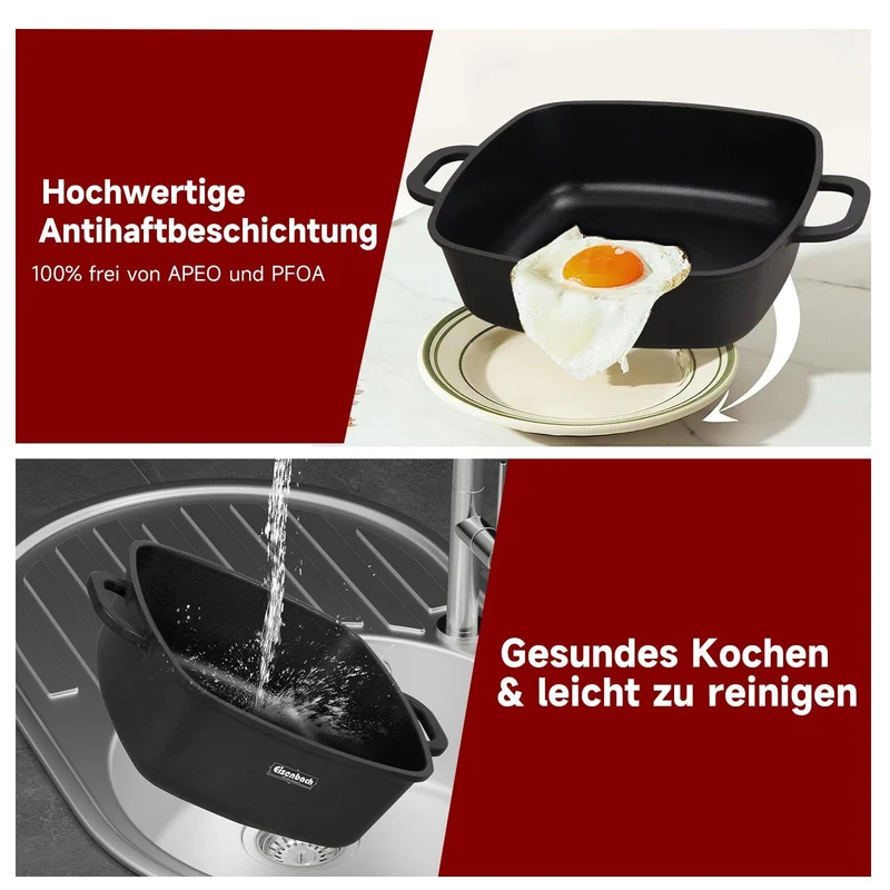 Topf Induktion Töpfe mit Glasdeckel Kochtöpfe für Induktion, mit Antihaft-Beschichtung, Spülmaschinenfest, Suppentopf