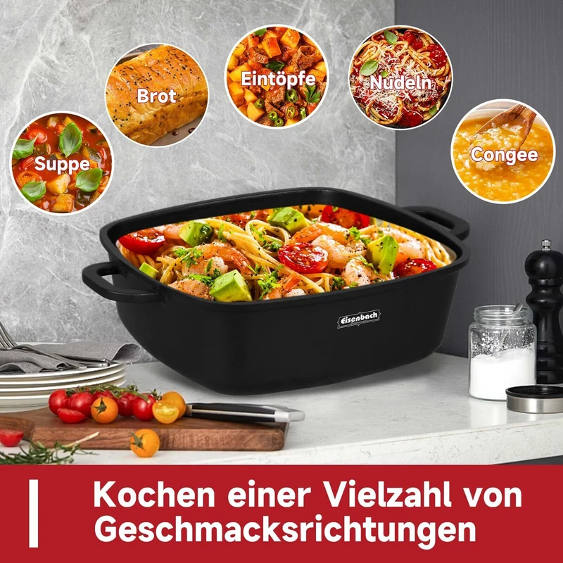 Topf Induktion Töpfe mit Glasdeckel Kochtöpfe für Induktion, mit Antihaft-Beschichtung, Spülmaschinenfest, Suppentopf