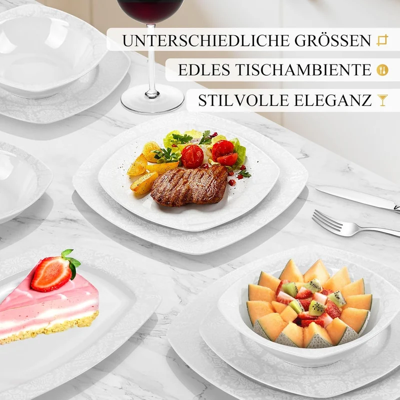 Geschirrset 26-Teiliges Fur 6 Personen Tafelservice Essservice aus Porzellan