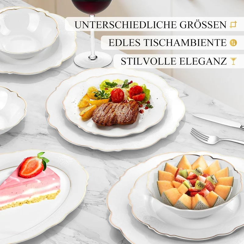 Geschirrset 26-Teiliges Fur 6 Personen Tafelservice Essservice aus Porzellan