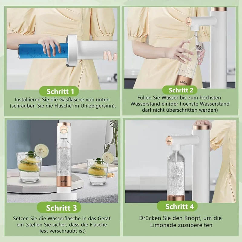 HOMELUX Wassersprudler, Sprudelwasser Maschine Mit 1L PET-Flaschen 316 Edelstahl Flasche Soda Maker
