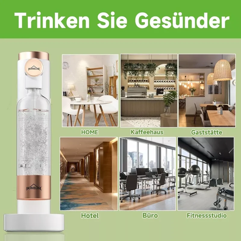 HOMELUX Wassersprudler, Sprudelwasser Maschine Mit 1L PET-Flaschen 316 Edelstahl Flasche Soda Maker