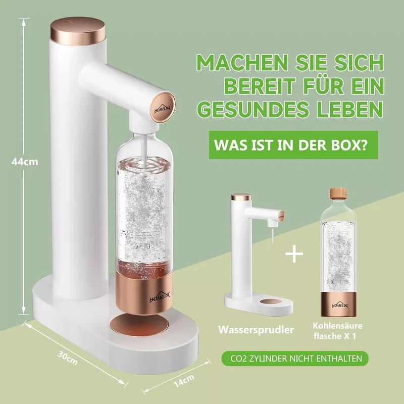 HOMELUX Wassersprudler, Sprudelwasser Maschine Mit 1L PET-Flaschen 316 Edelstahl Flasche Soda Maker